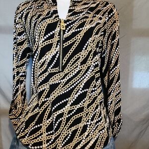 Michael Kors Black and Gold Size Small Blouse